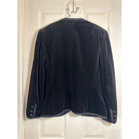 Vintage Butte Womens Black Velvet Open-Front Blazer Modern Size Large - Picture 5 of 9